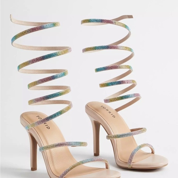 TORRID Lace Up Embroidered Heel Sandal (WW) - Picture 2 of 5